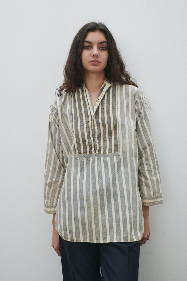 Antique Gray and White Stripe Pullover - Desert Vintage