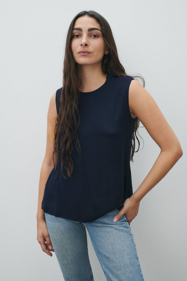 Chanel Couture Navy Silk Tank - Desert Vintage
