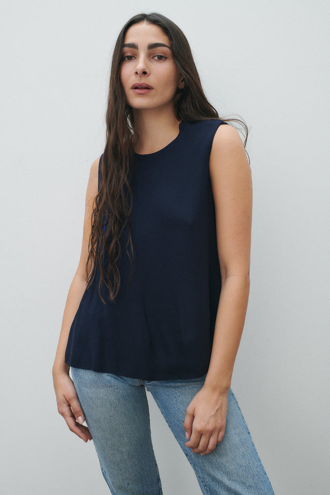 Chanel Couture Navy Silk Tank - Desert Vintage