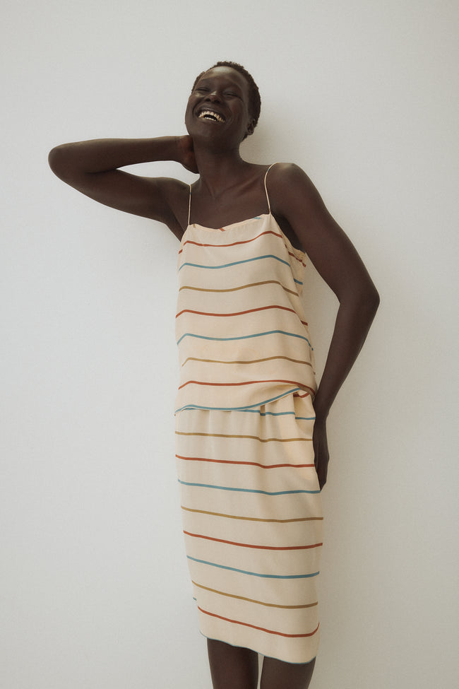 Silk Multicolor Stripe Ensemble - Desert Vintage