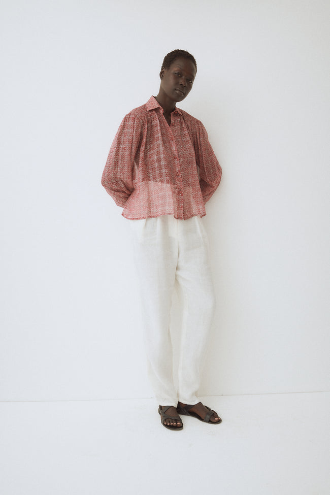 Valentino Sheer Coral and Lamé Blouse - Desert Vintage