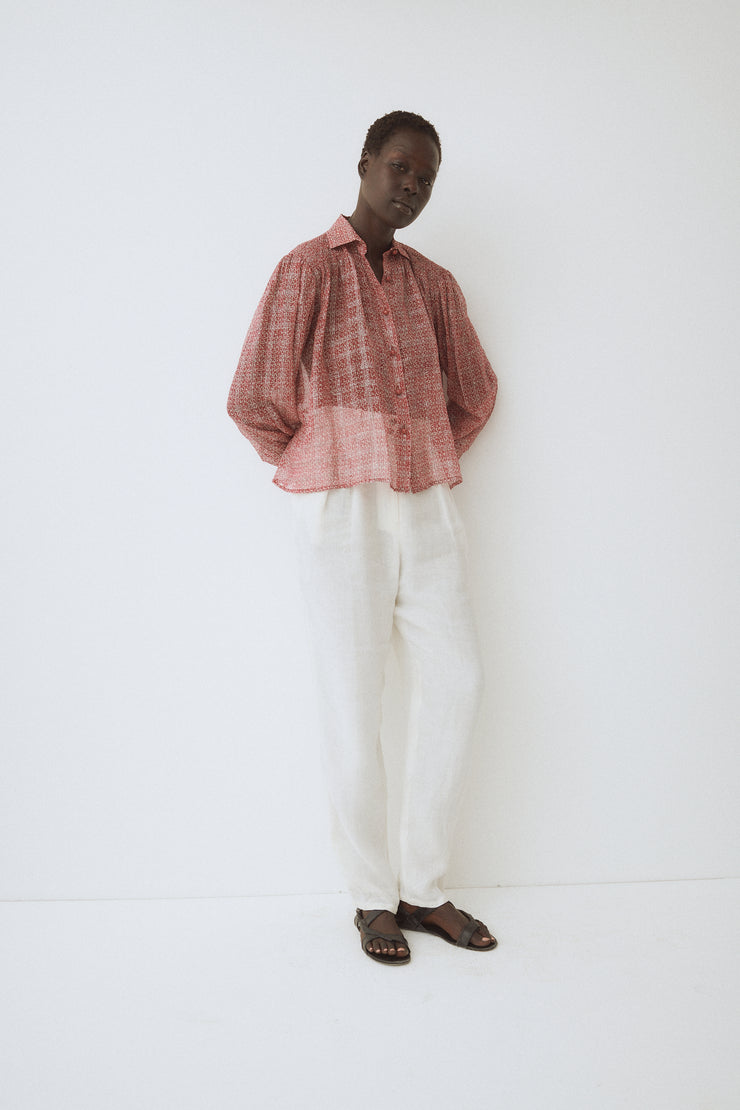 Valentino Sheer Coral and Lamé Blouse - Desert Vintage