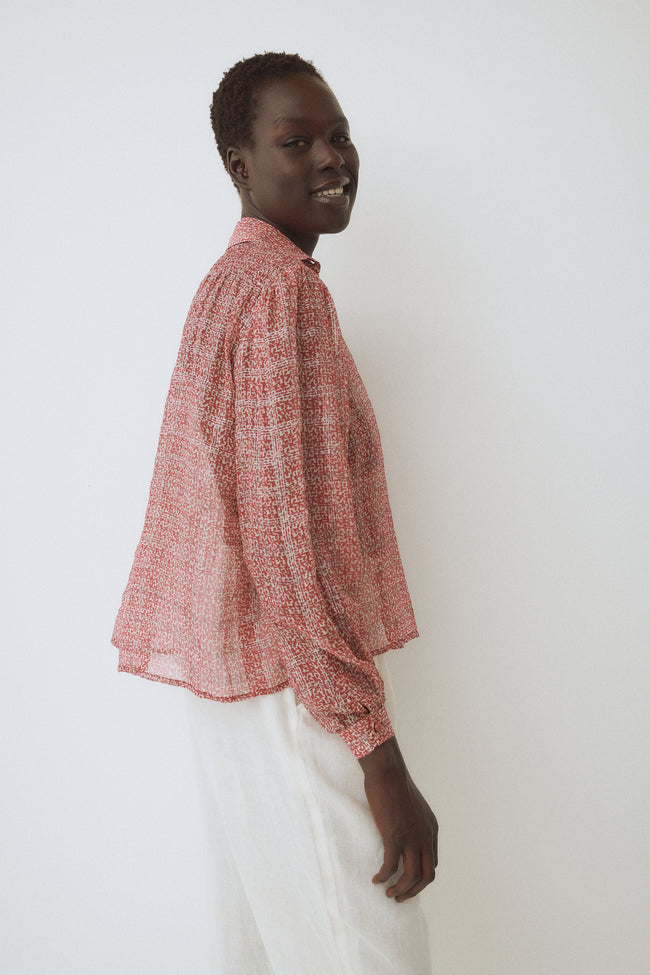 Valentino Sheer Coral and Lamé Blouse - Desert Vintage