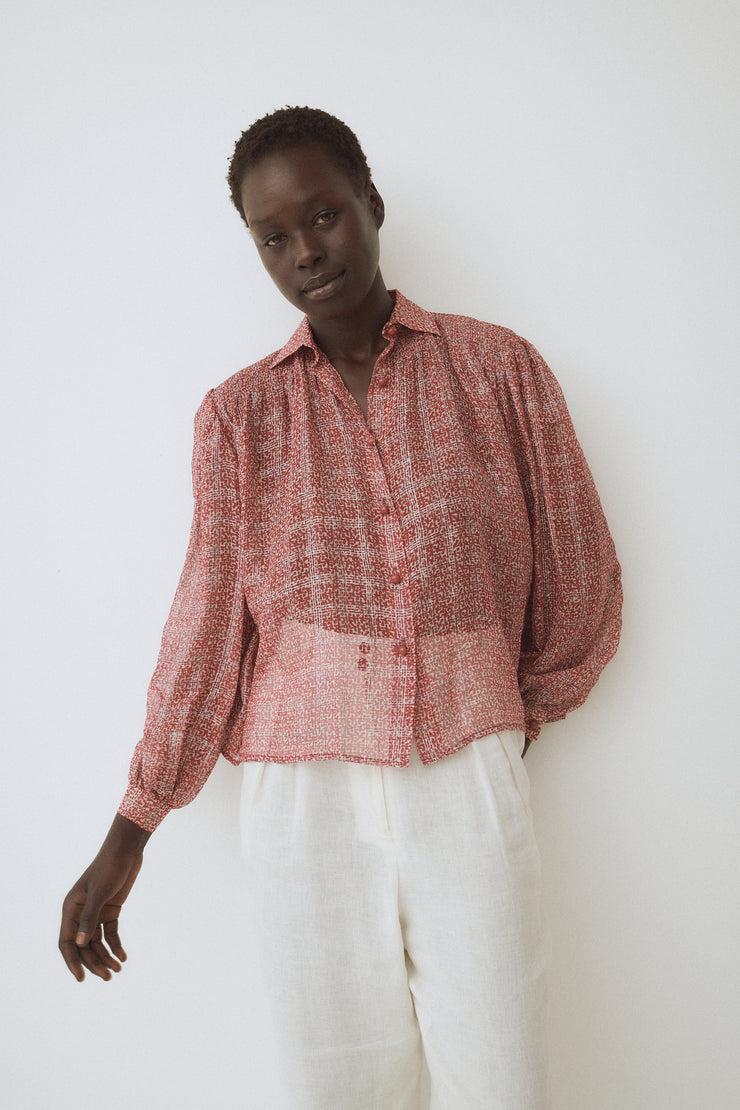 Valentino Sheer Coral and Lamé Blouse - Desert Vintage