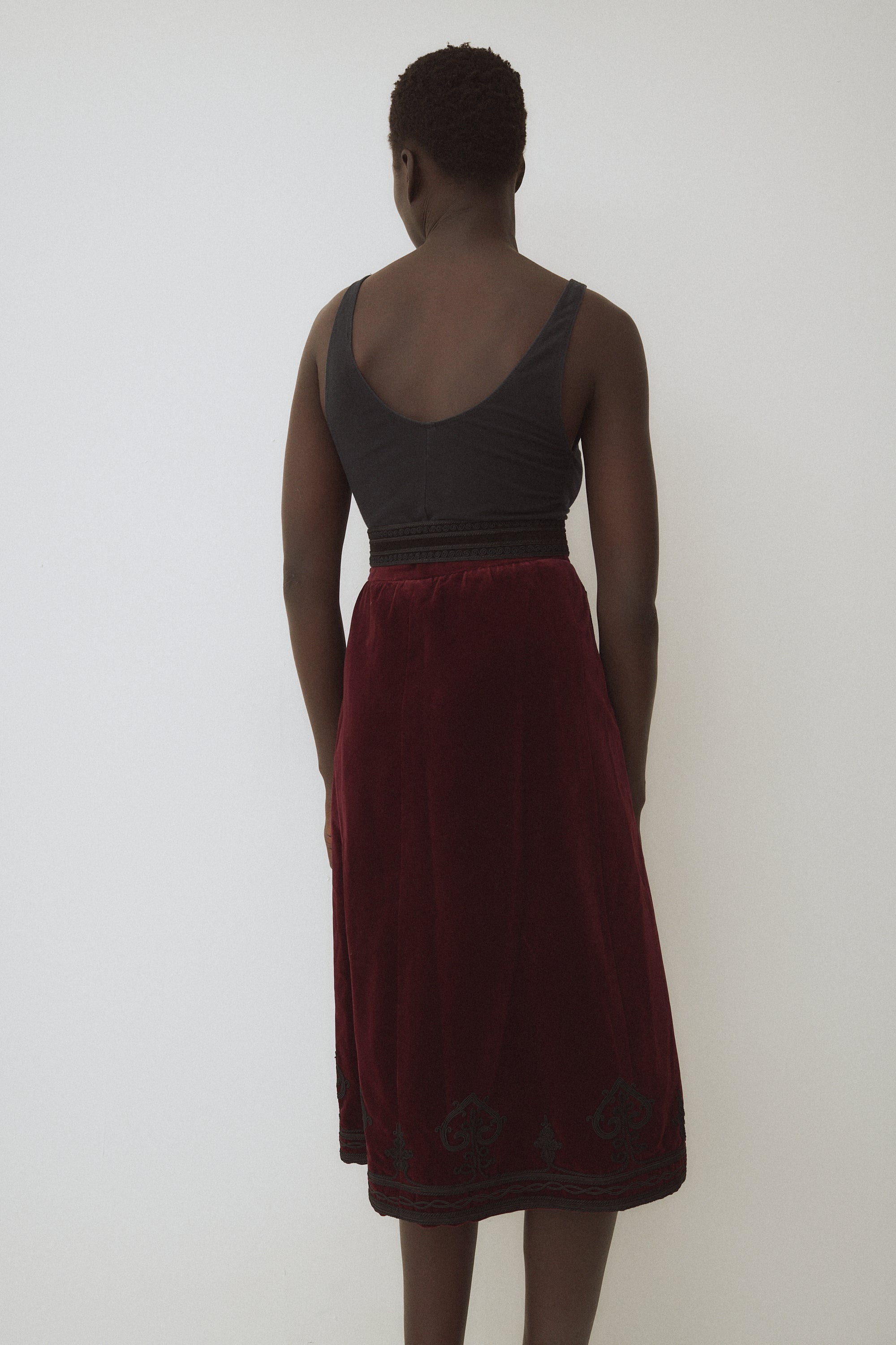 1970s Ysl Burgundy Velvet Skirt - Desert Vintage