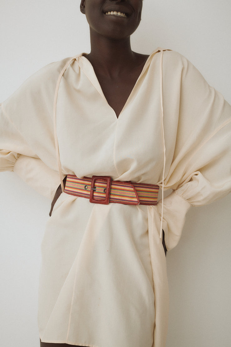 Ysl Multi Color Stripe Belt - Desert Vintage