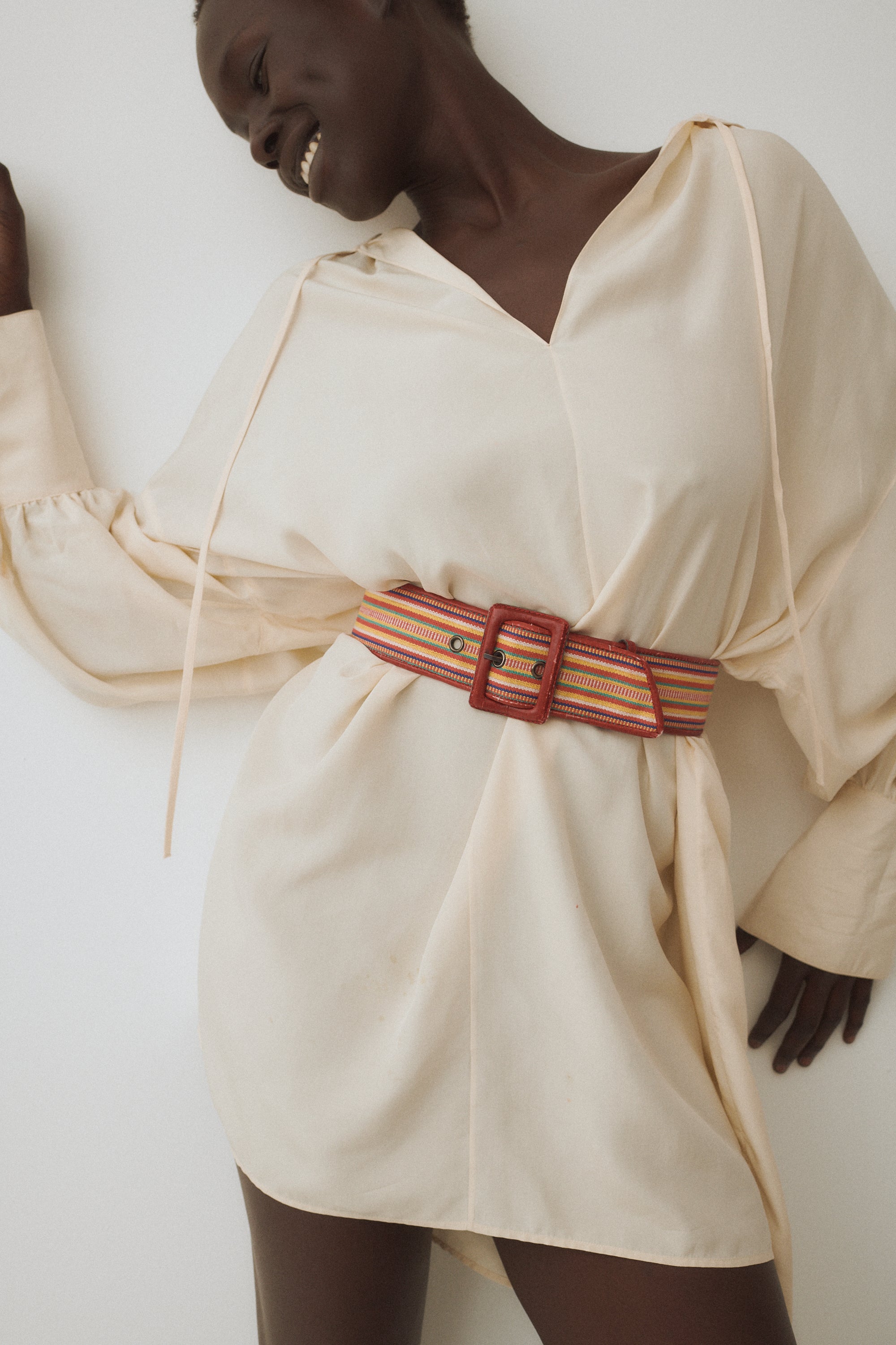 Ysl Multi Color Stripe Belt - Desert Vintage