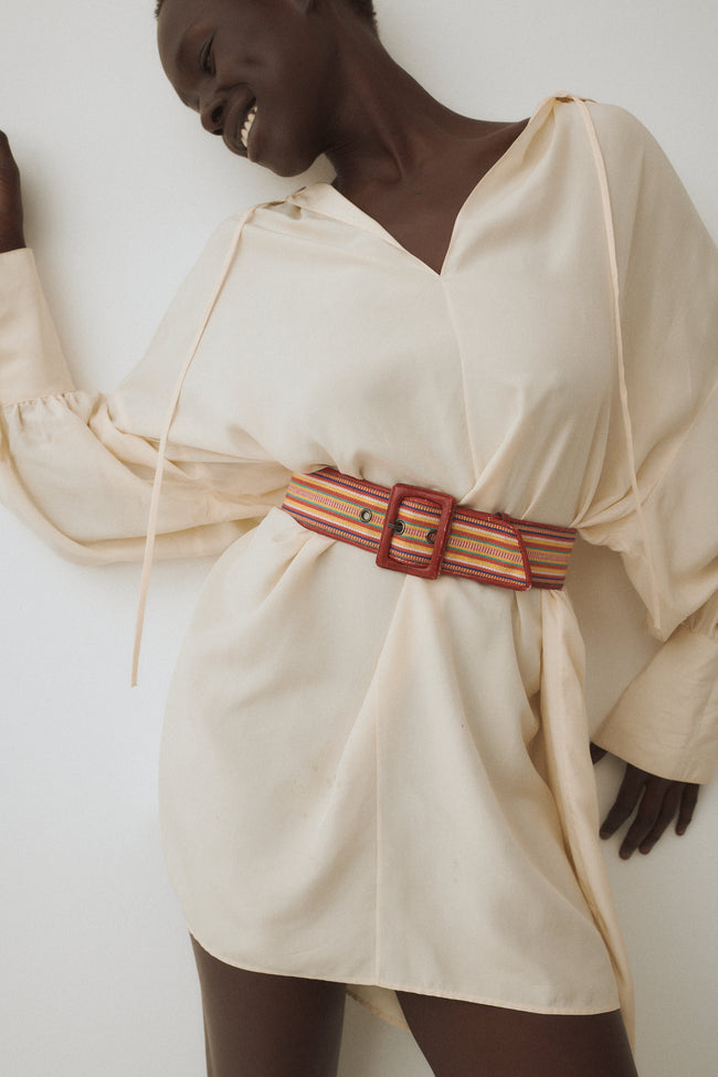 Ysl Multi Color Stripe Belt - Desert Vintage