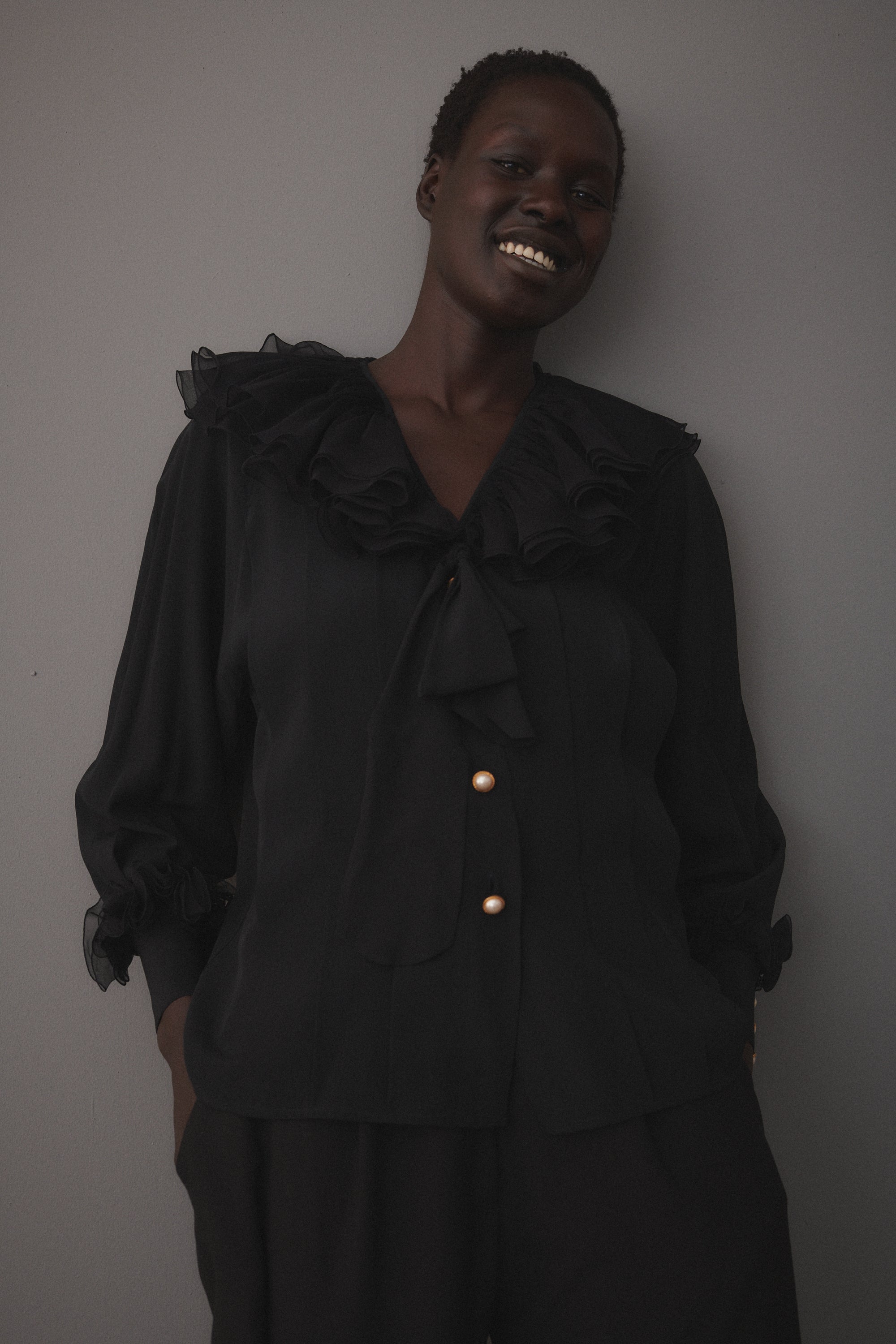 Chanel Black Silk Ruffle Blouse - Desert Vintage