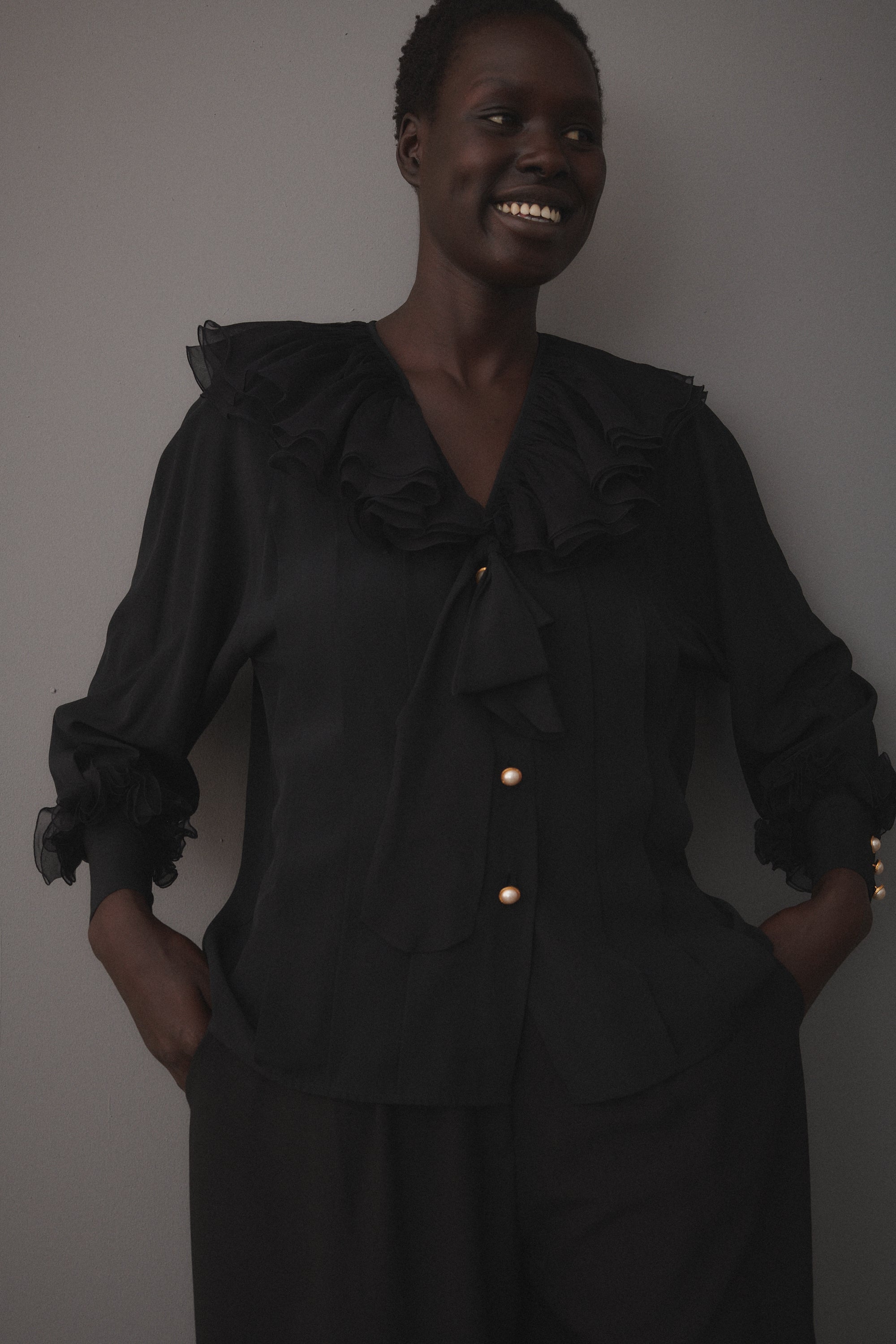 Chanel Black Silk Ruffle Blouse - Desert Vintage