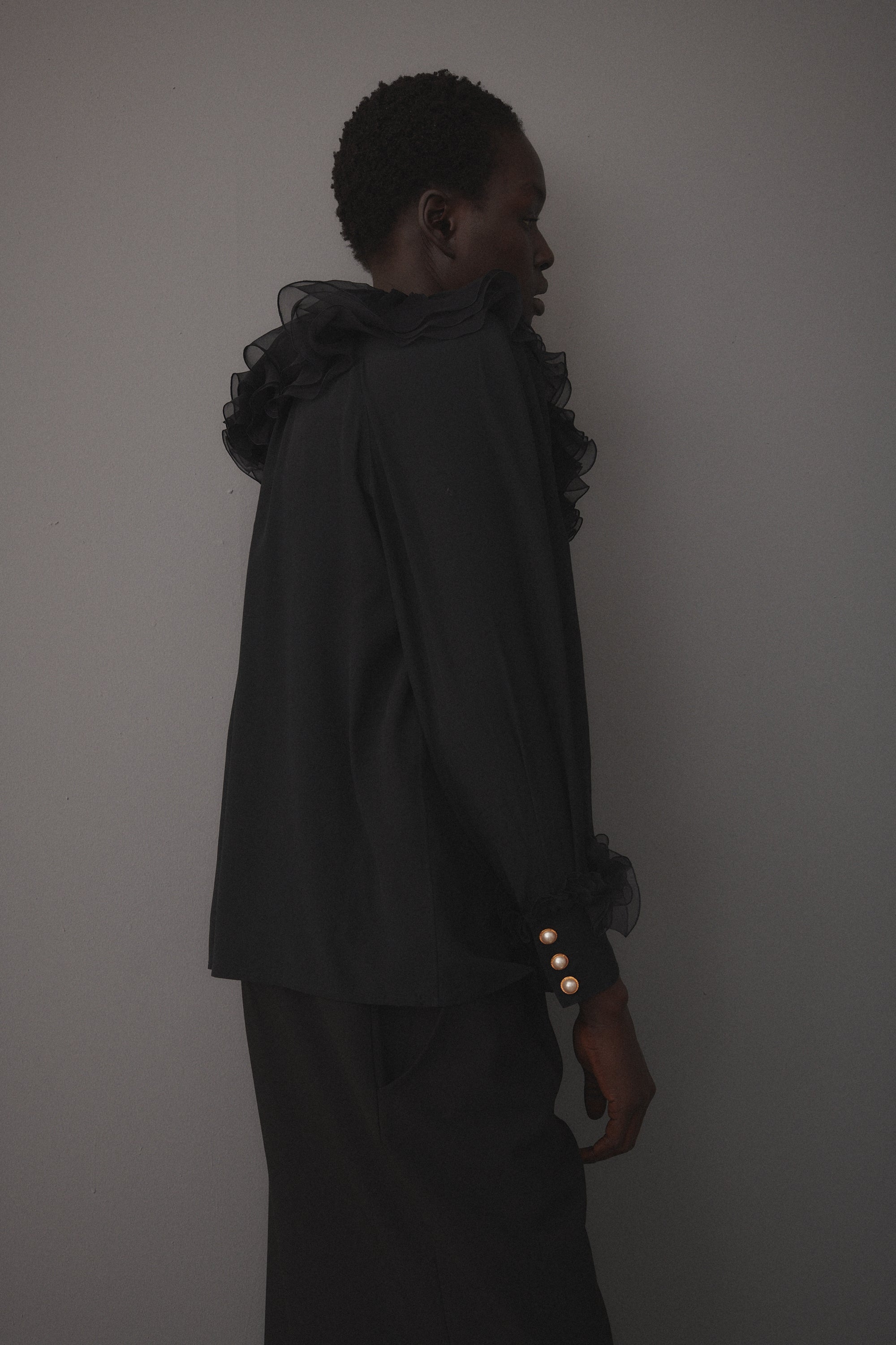 Chanel Black Silk Ruffle Blouse - Desert Vintage