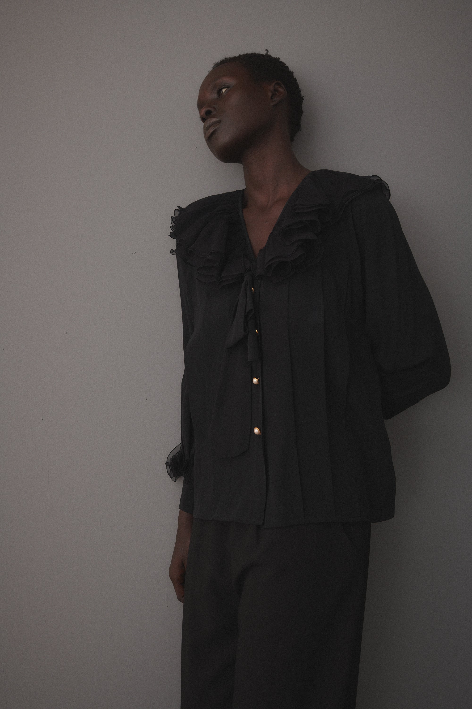 Chanel Black Silk Ruffle Blouse - Desert Vintage