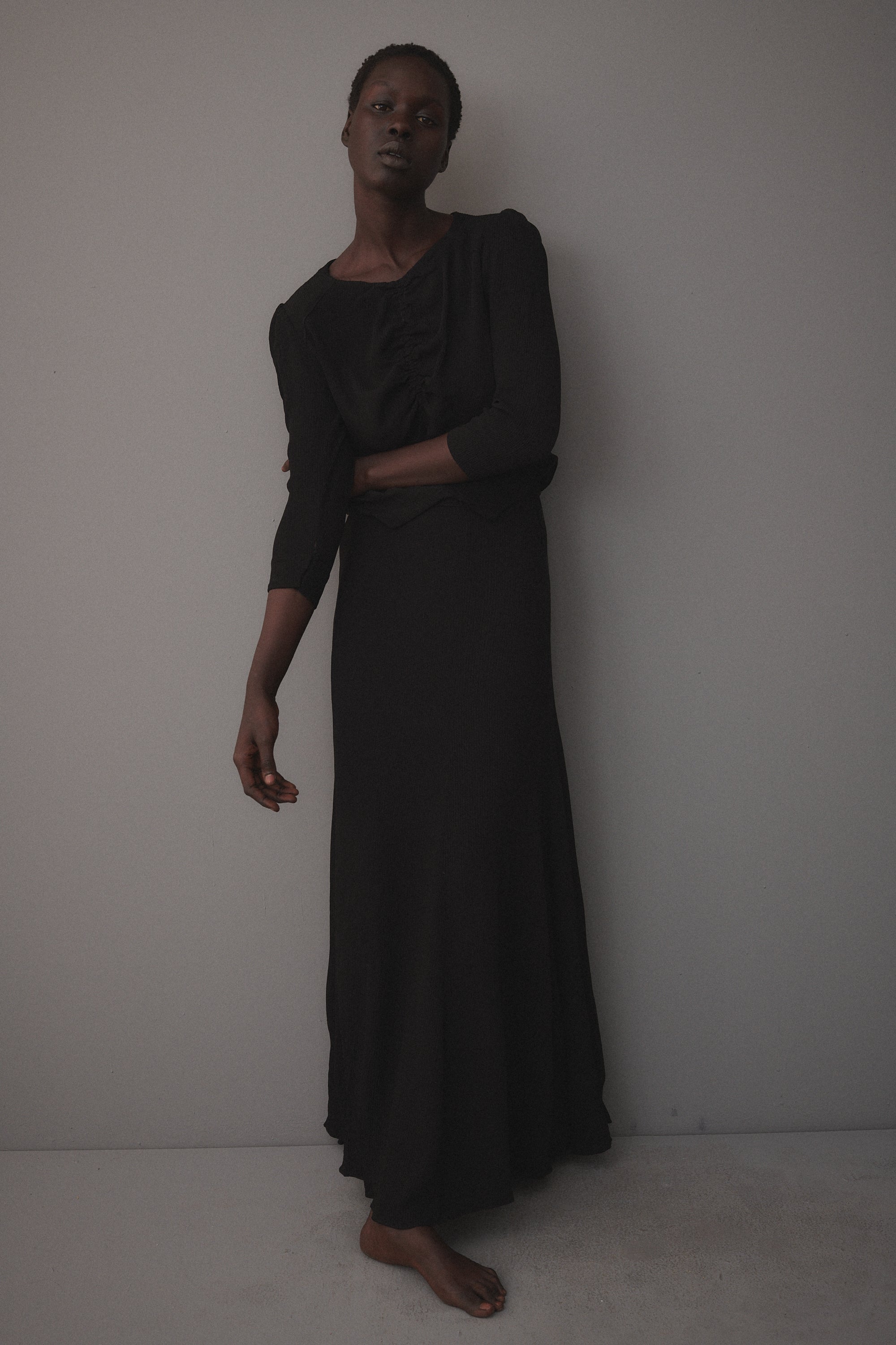 1930s Black Silk Crepe Dress - Desert Vintage