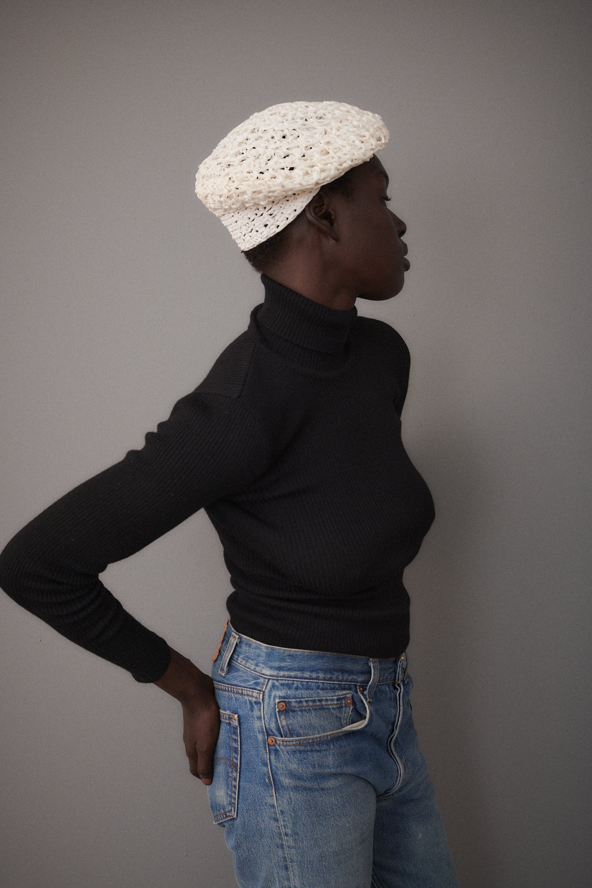 Italian Woven Straw Beret - Desert Vintage