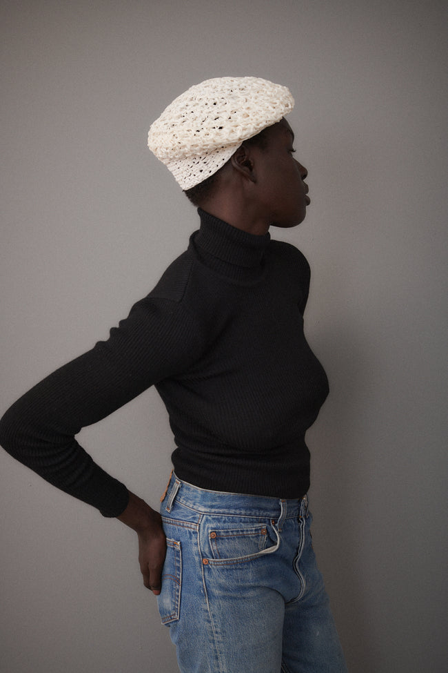 Italian Woven Straw Beret - Desert Vintage