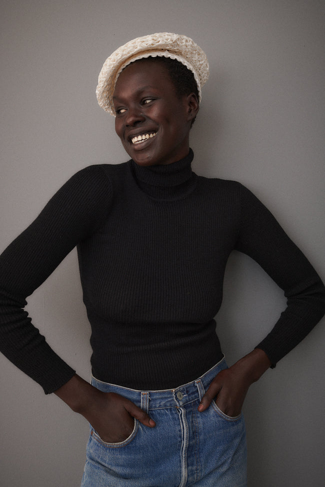 Italian Woven Straw Beret - Desert Vintage