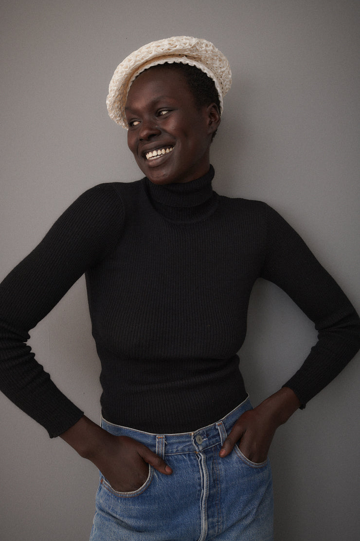 Italian Woven Straw Beret - Desert Vintage