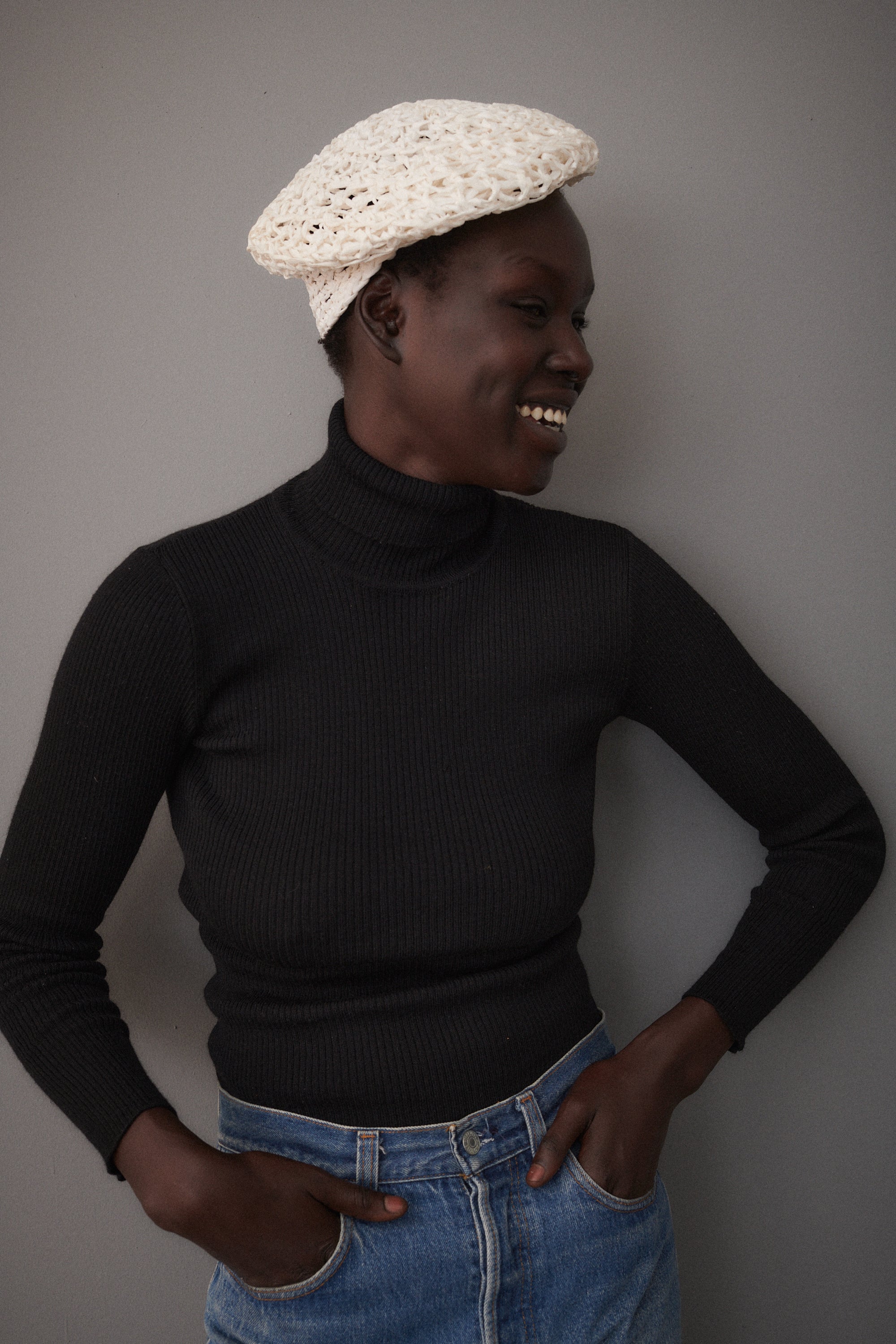 Italian Woven Straw Beret - Desert Vintage