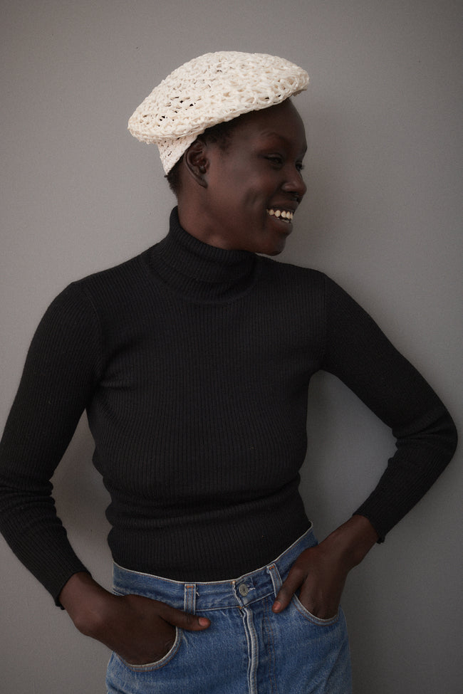 Italian Woven Straw Beret - Desert Vintage