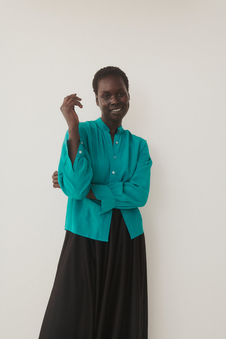 Ysl Turquoise Silk Blouse - Desert Vintage