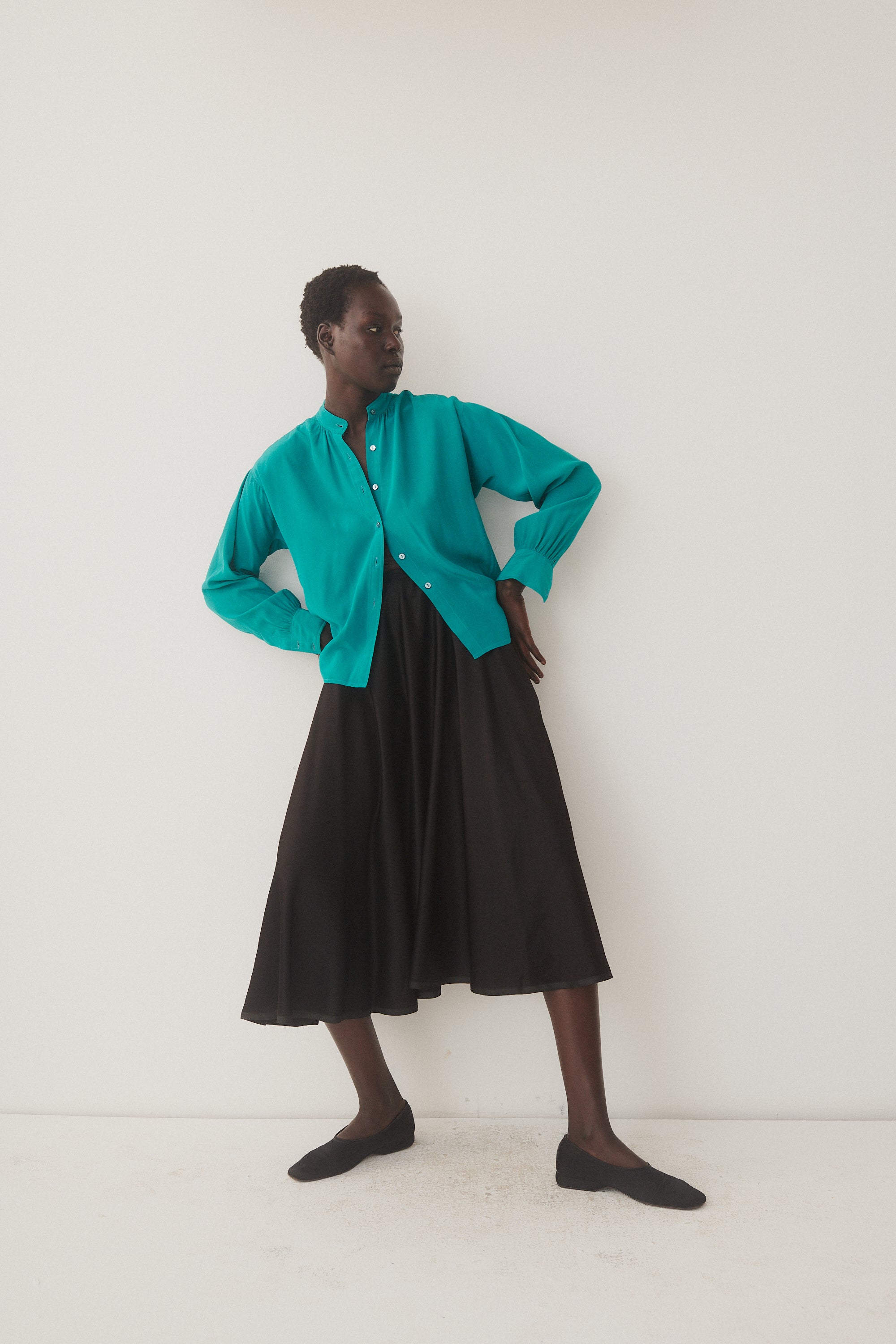 Ysl Turquoise Silk Blouse - Desert Vintage