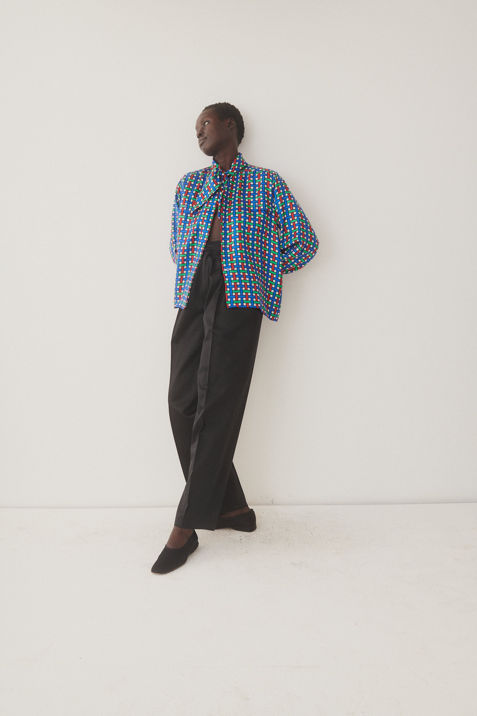 Ysl Silk Plaid Sash Blouse - Desert Vintage