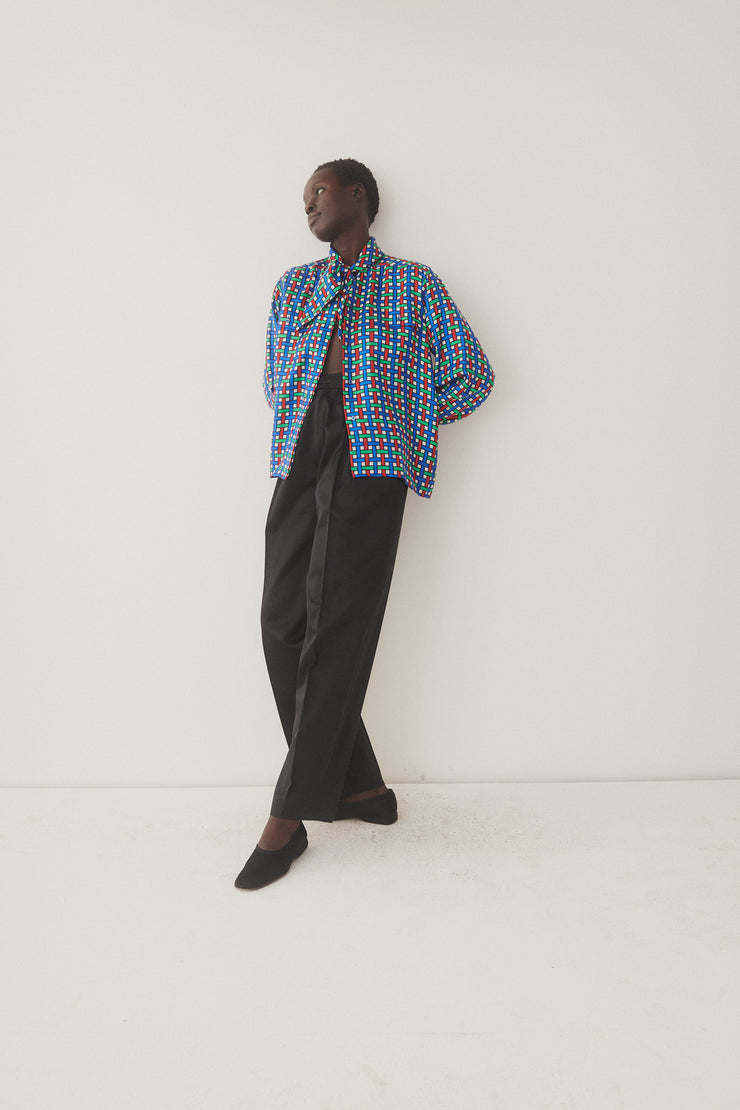 Ysl Silk Plaid Sash Blouse - Desert Vintage