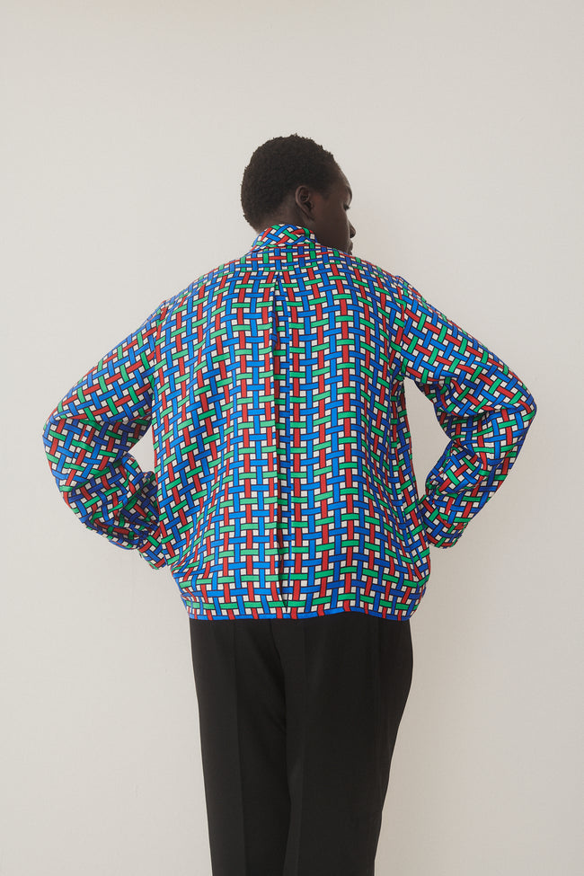 Ysl Silk Plaid Sash Blouse - Desert Vintage