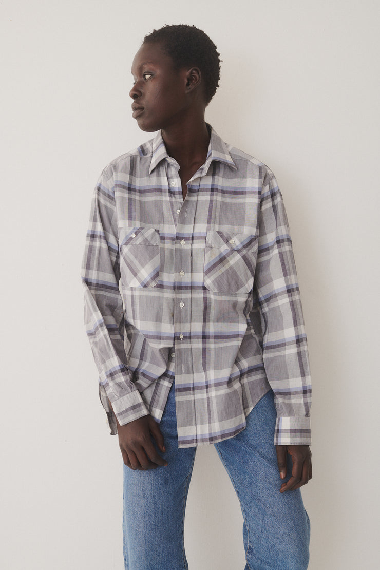 Ysl Cotton Plaid Button Down - Desert Vintage