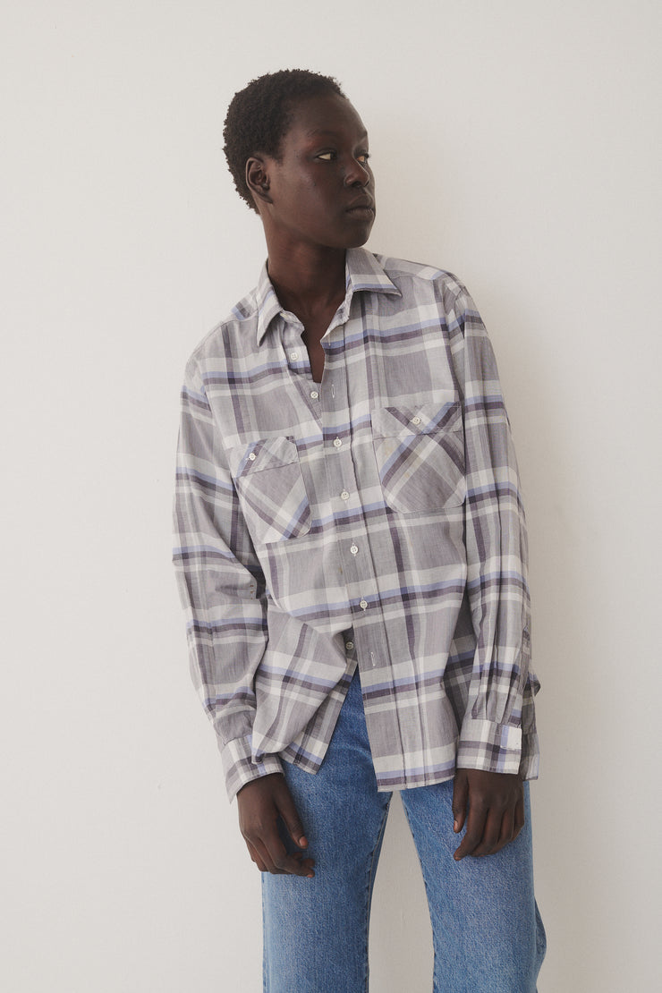 Ysl Cotton Plaid Button Down - Desert Vintage