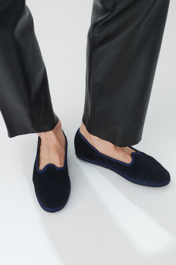 Vibi Venezia Velvet Loafers - Blu - Desert Vintage