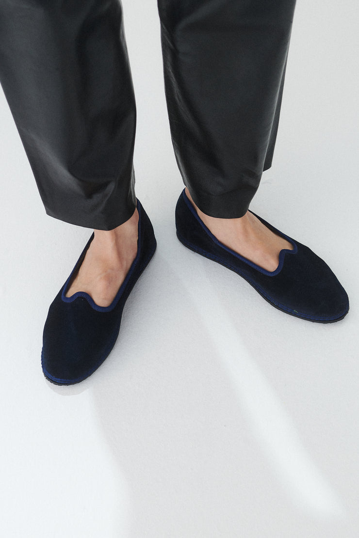 Vibi Venezia Velvet Loafers - Blu - Desert Vintage