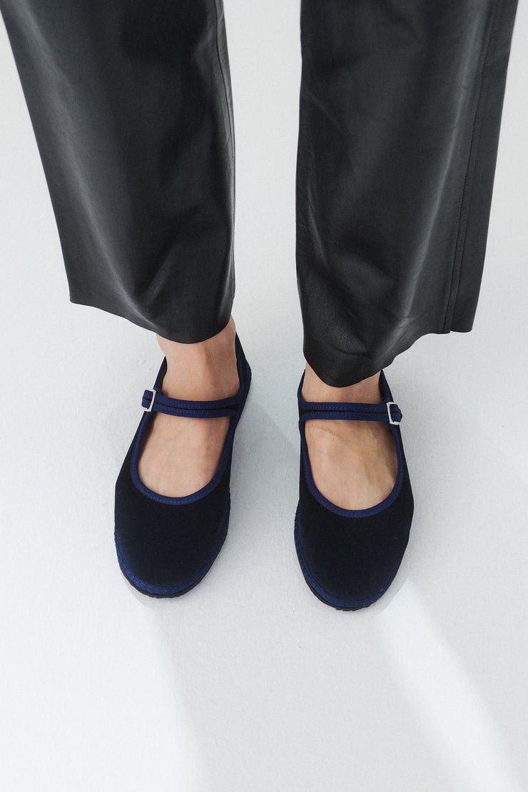 Vibi Venezia Velvet Mary Janes - Blu - Desert Vintage