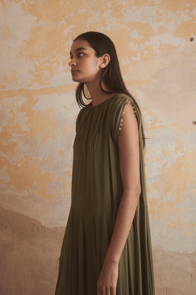 Ténéré Lounés Caftan in Moss - Desert Vintage