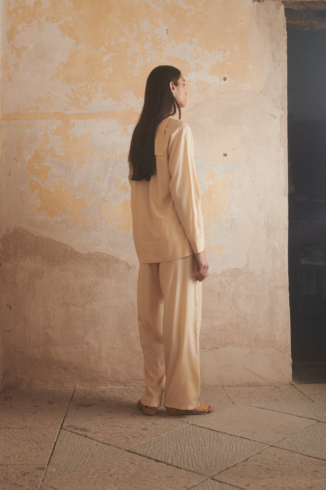 Ténéré Inés Shirt in Pale Ochre Stripe - Desert Vintage