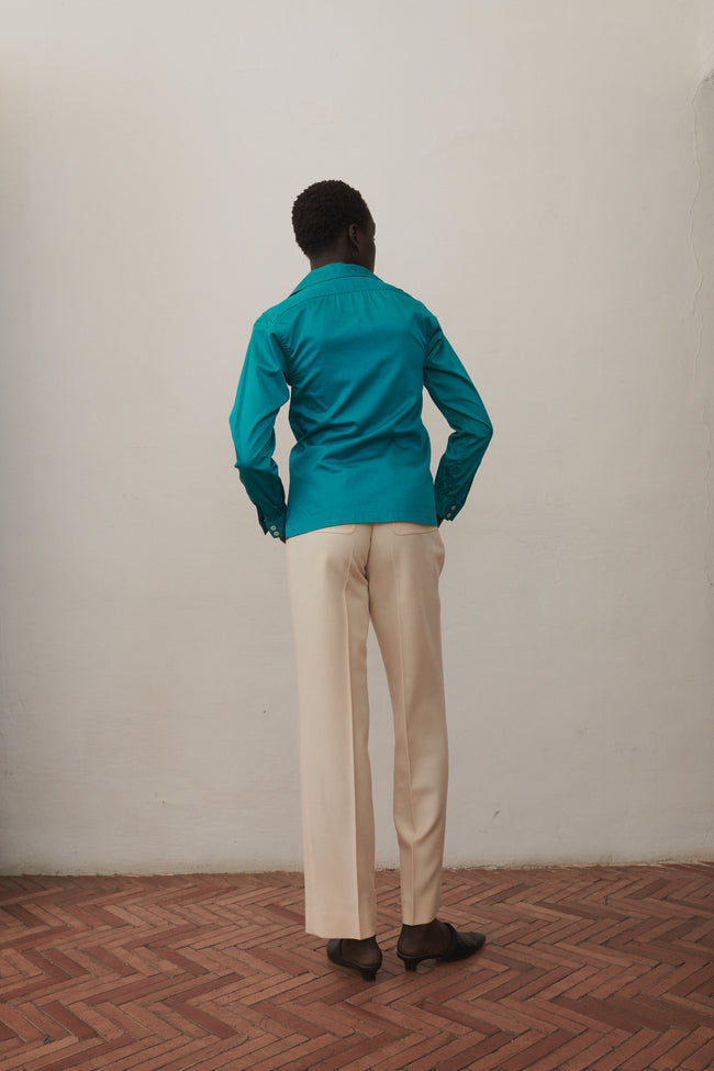 YSL Turquoise Cotton Blouse - Desert Vintage