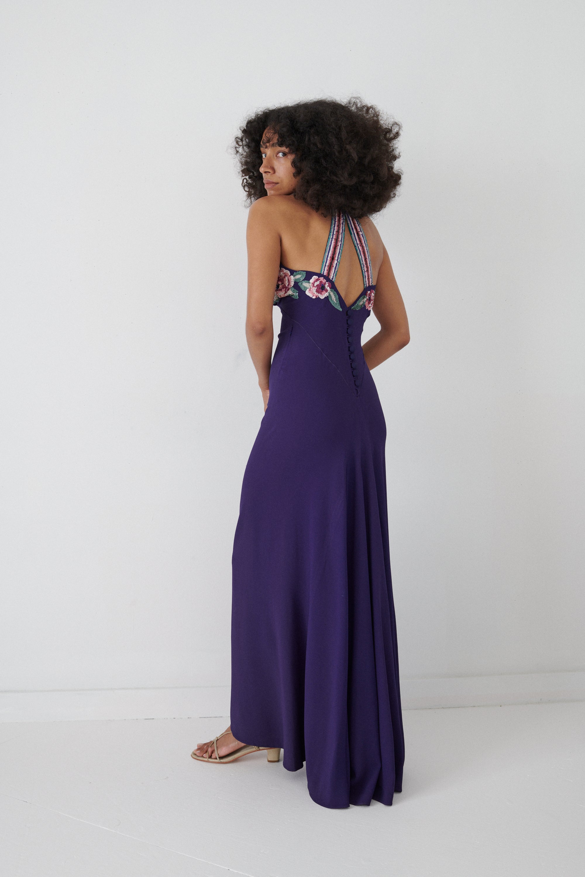 1930s Sequin Flower Gown - Desert Vintage