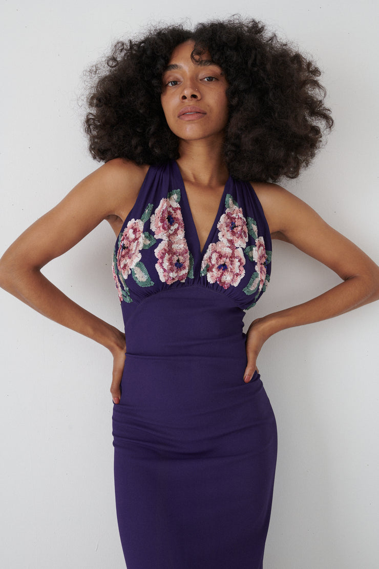 1930s Sequin Flower Gown - Desert Vintage