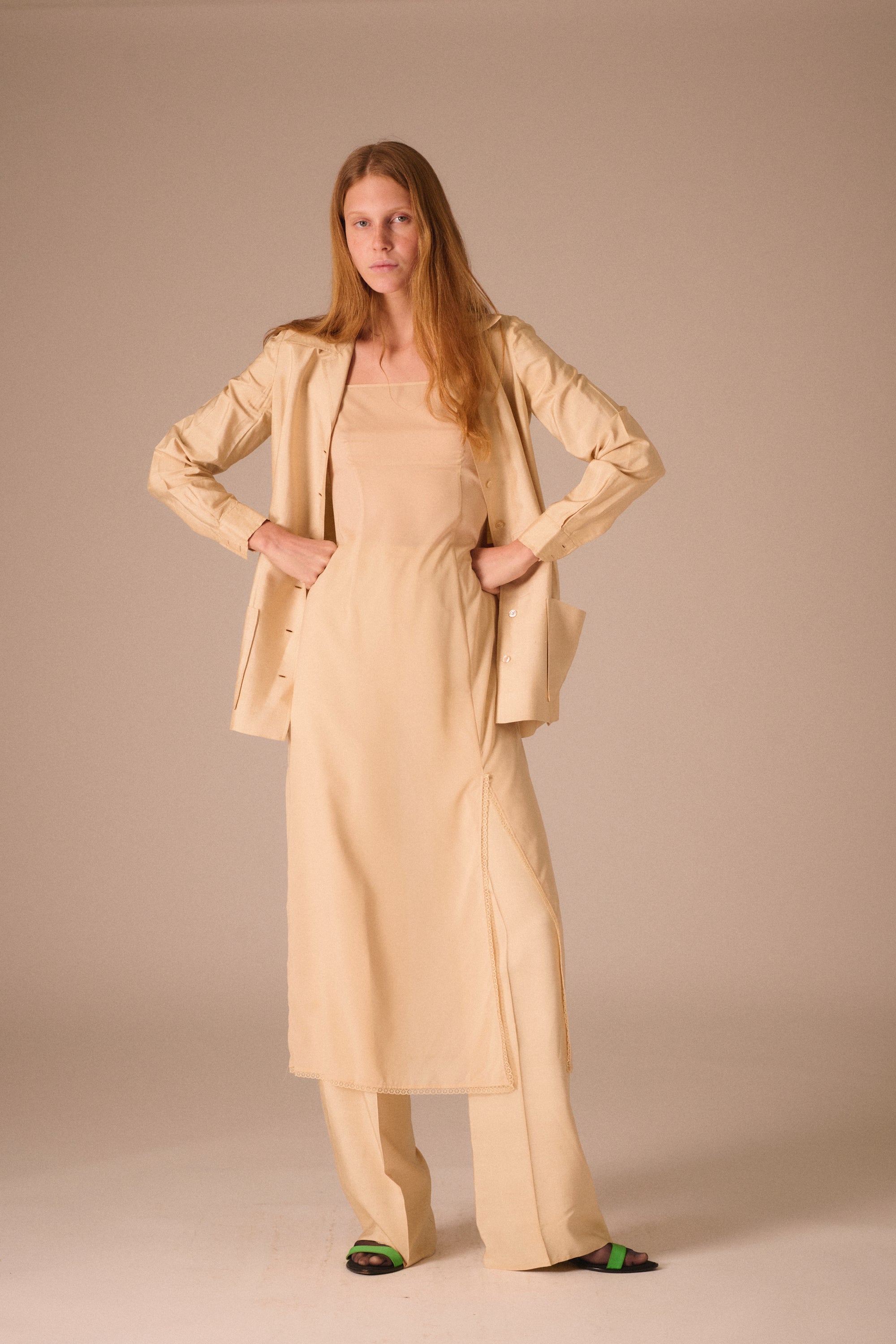 Halston Raw Silk Ecru Ensemble - Desert Vintage