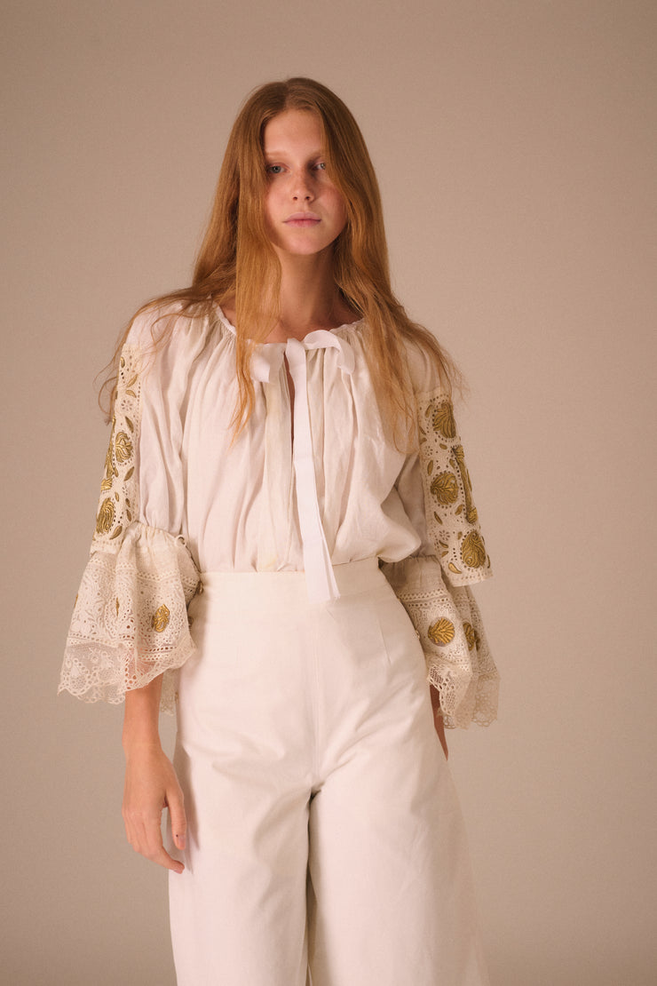 Linen Folk Blouse - Desert Vintage