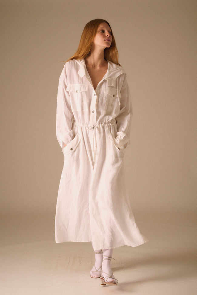 White Drawstring Coat - Desert Vintage