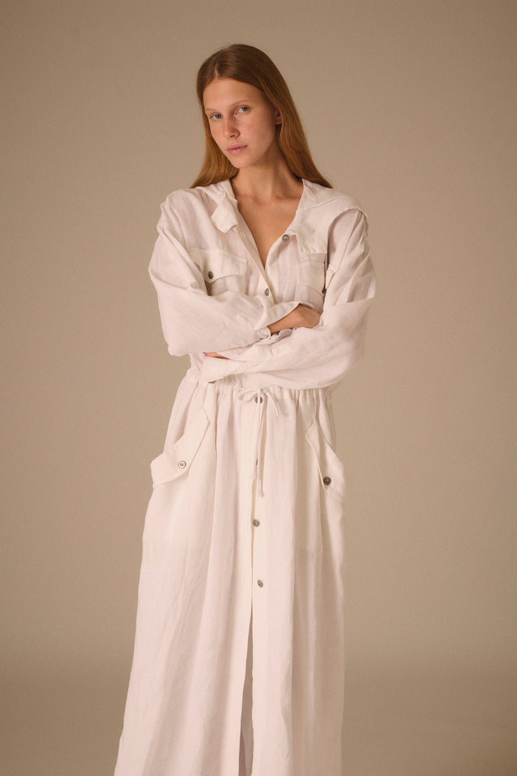 White Drawstring Coat - Desert Vintage