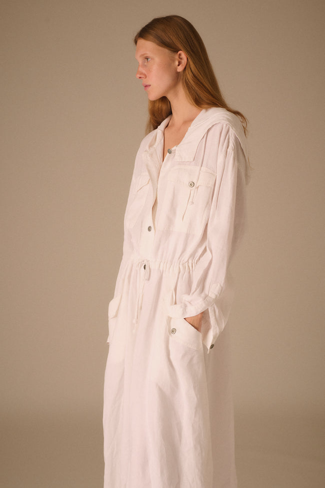 White Drawstring Coat - Desert Vintage