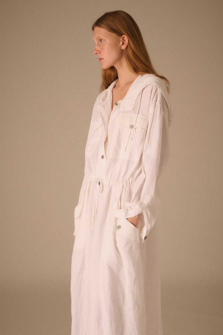 White Drawstring Coat - Desert Vintage