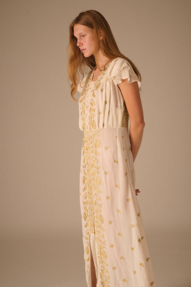 Embroidered Silk Dress - Desert Vintage