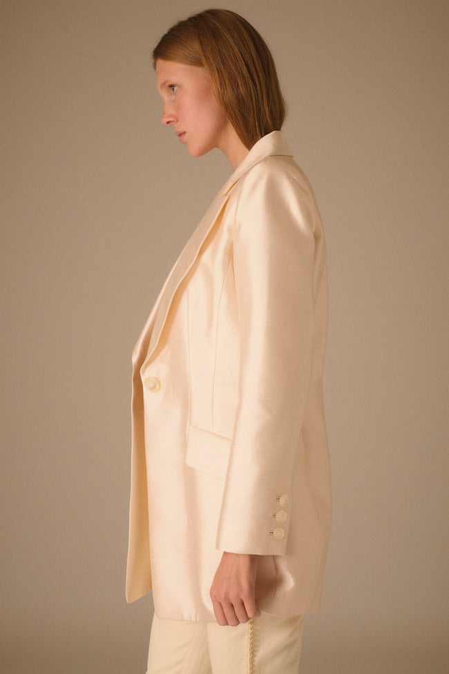 Ivory Silk Suit Coat - Desert Vintage