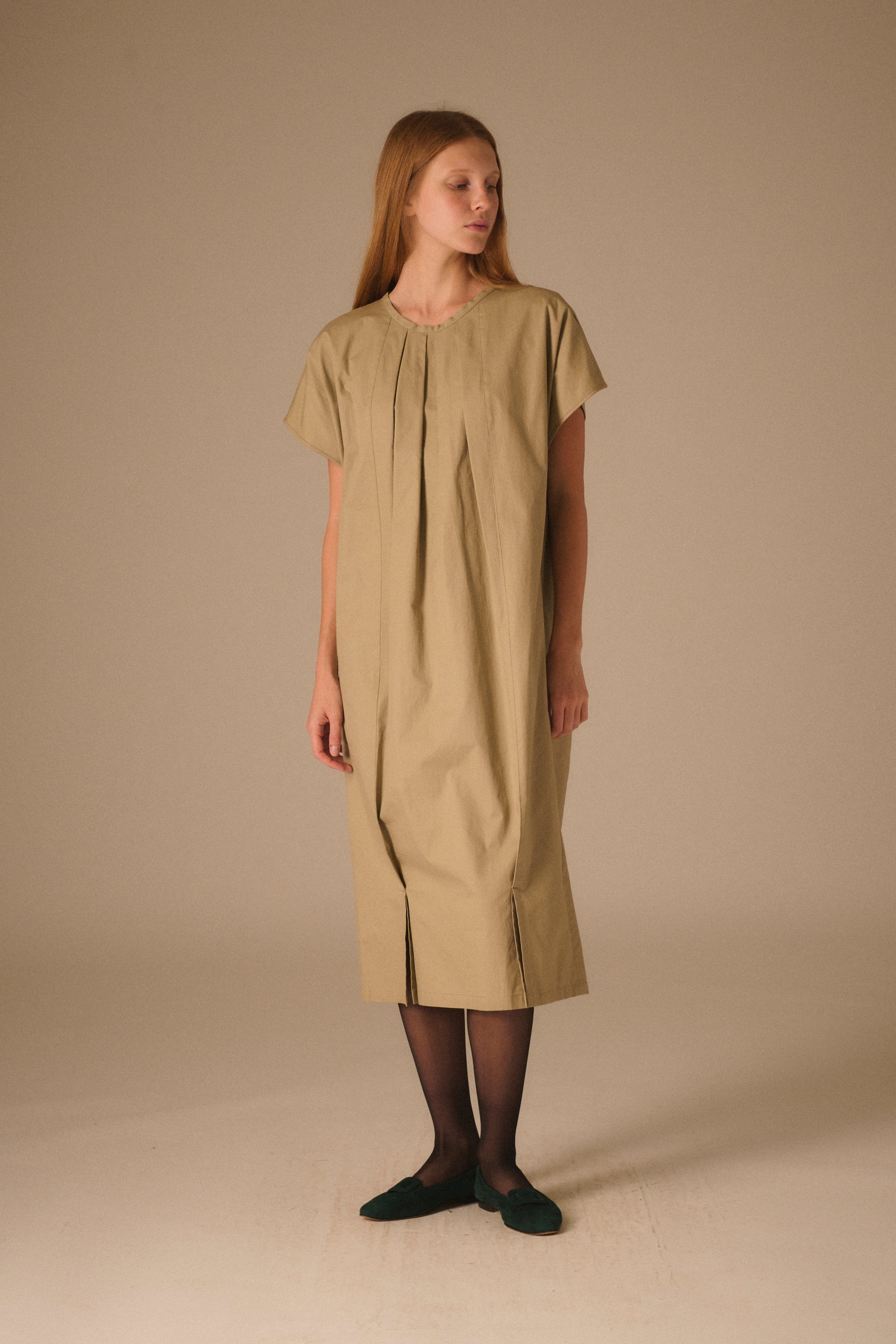 Matsuda Khaki Pleat Dress - Desert Vintage