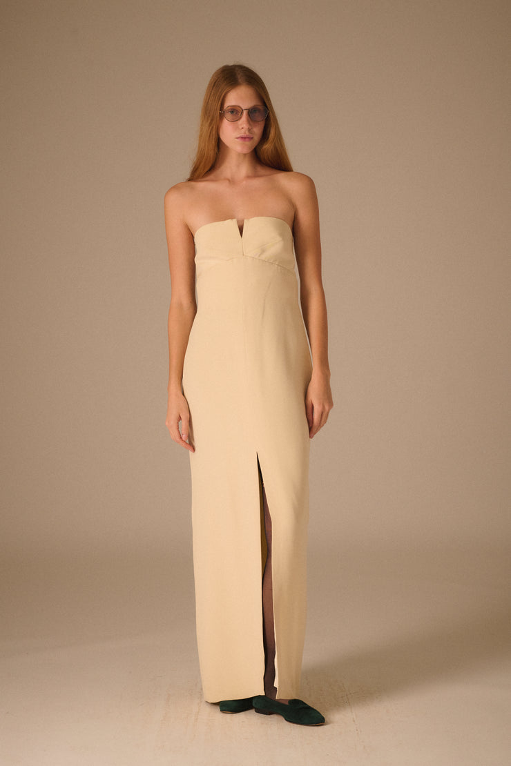 Bill Blass Cream Column Dress - Desert Vintage