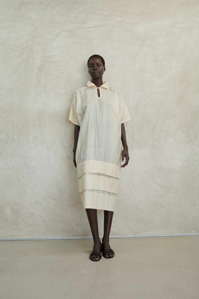Pongee Silk Pleat Tunic - Desert Vintage