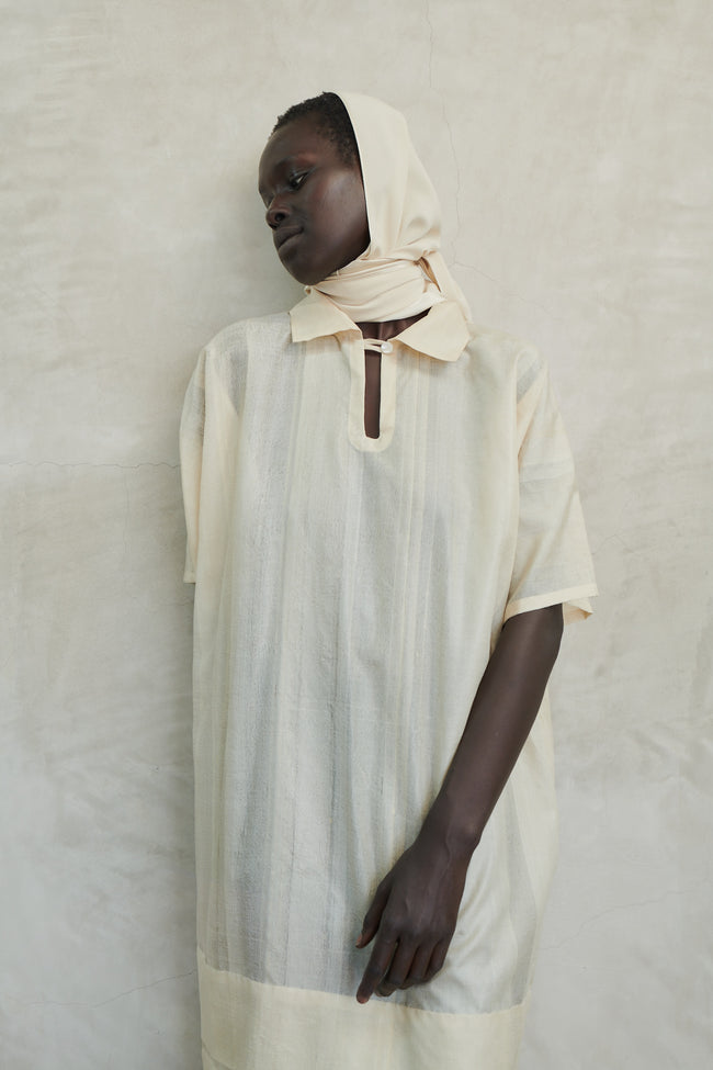 Pongee Silk Pleat Tunic - Desert Vintage